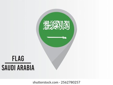 Saudı Arabıa Flag on Location Pin. vector illustration