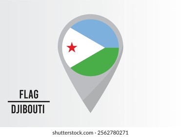 Djıboutı Flag on Location Pin. vector illustration