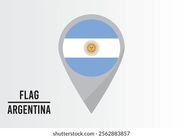 Argentına Flag on Location Pin. vector illustration