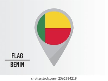 Benın Flag on Location Pin. vector illustration