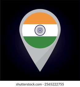 Indıa Flag on Location Pin. vector illustration