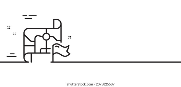 Marcar en el icono de la línea de mapa. Signo de destino de objetivo. Símbolo del pin de ubicación. Fondo mínimo de la ilustración de línea. Banner de patrón de icono de línea de marca de destino. Concepto de plantilla web blanca. Vector