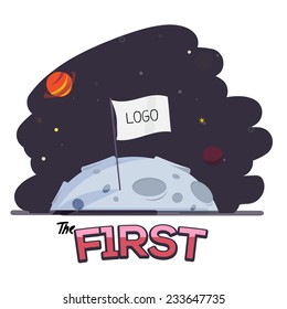flag on the moon. first concept - vector illustration 