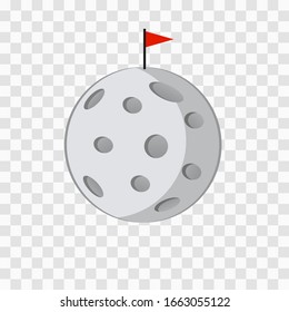 Flag on the moon. Graphic template. Vector illustration