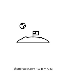 flag on the moon icon. Element of space for mobile concept and web apps illustration. Thin line icon for website design and development, app development
