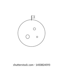flag on the moon icon. Element of space for mobile concept and web apps icon. Outline, thin line icon for website design and development, app development