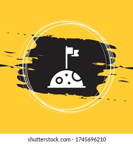 Flag On The Moon Icon, Flag On The Planet Vector Illustration Eps10
