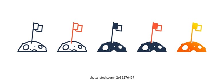 Flag On The Moon icon set multiple style collection