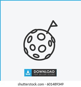 flag on moon icon. simple outline flag on moon vector icon. on white background.