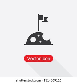 Flag On The Moon Icon Vector Illustration Eps10