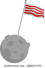 Flag on the moon ,illustration,vector on white background