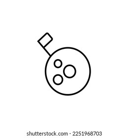 Flag on The Moon Line Icon. Vector sign drawn with black thin line. Editable stroke. Perfect for UI, apps, web sites, books, articles