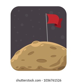Flag on the moon View space vector Illustration