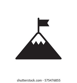 Flag On Mountain Icon.