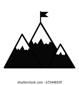 Flag On Mountain Icon