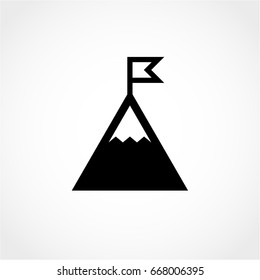 flag on mountain Icon Isolated on White Background