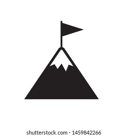 Flag On Mountain Icon Vector Isolated