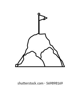 Flag on mountain icon vector illustration graphic design