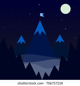 flag on mountain icon. Vector illustration. Nature