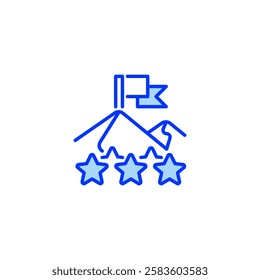 Flag on Mountain line icon. Universal creative premium symbol. Vector sign icon logo template. Vector illustration