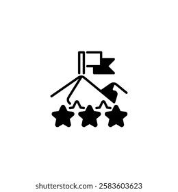Flag on Mountain line icon. Universal creative premium symbol. Vector sign icon logo template. Vector illustration