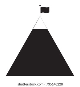 flag on mountain peak icon on white background. success concept.