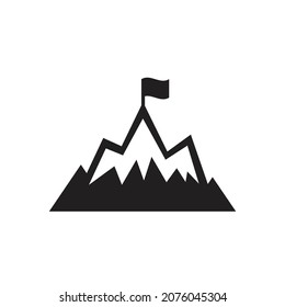 Flag on mountain top icon design vector illustration