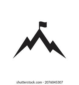 Flag on mountain top icon design vector illustration