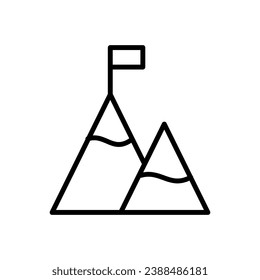 Marca en el icono de la línea superior de montaña,Símbolo de logro, ilustración del logotipo diseño de estilo de moda plana..eps