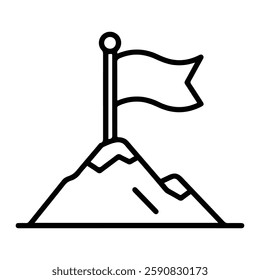 Flag on Mountain Top Representing Victory, Success, and Achievement