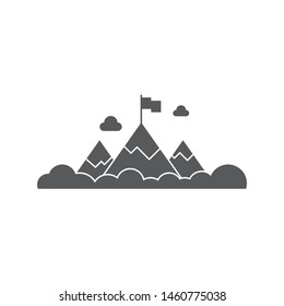 Flag on mountain top vector icon isolated on white background