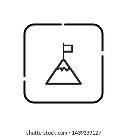 Flag on mountain vector icon