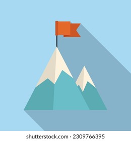 Flagge auf dem Bergweg Symbol flache Vektorgrafik. Top Karriere. Spitzenkonzept