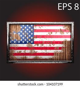 flag on old wood made in vector