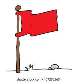 flag on a pole cartoon illustration