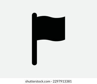 Flag on Pole Icon. Banner Emblem Mark Rectangular Shape Wave Waving Flutter Black  Icon Sign Symbol Artwork Graphic Illustration Clipart Vector Cricut