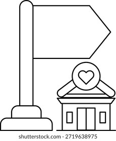 A flag is on a pole next to a building. The flag is white and red. The building is a church