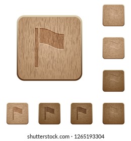 Flag on rounded square carved wooden button styles