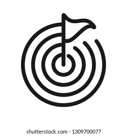 flag on target. minimal thin line web icon. simple vector illustration outline. concept for infographic, website or app.