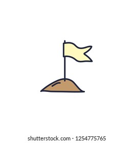 Flag on top clip art template. Business and office concept icon. Flat vector illustration