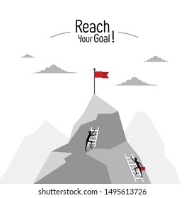 A flag on the top of mountain.