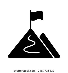 Flag on top of mountain, concept icon of mission in trendy style
