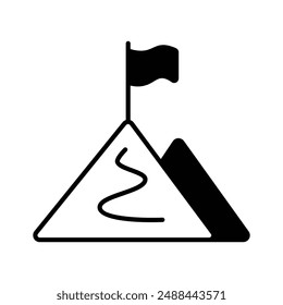 Flag on top of mountain, concept icon of mission in trendy style