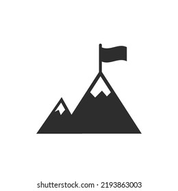 Marca sobre un icono de montaña. Símbolo blanco y negro monocromo. Ilustración del vector