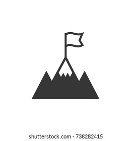 Flag on the top of Mountain. Icon