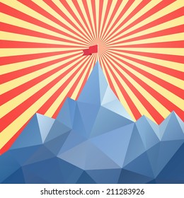 Flag on the top of mountain - Vector 