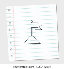 Flag on the top with white and line paper note background template design. Finance and business concept logo icon. Vector illustration