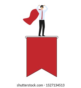 Flag on the wall icon. Mobile concept and web design. Flat cartoon character isolated on white background