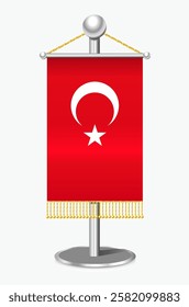 Flag of Türkiye on white background. Vector 3d illustration