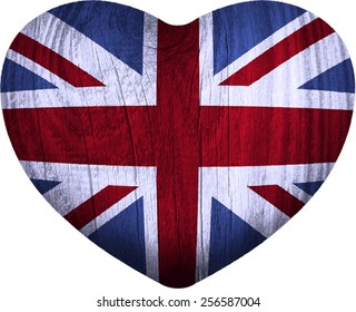 Flag On Wooden Heart - Great Britain